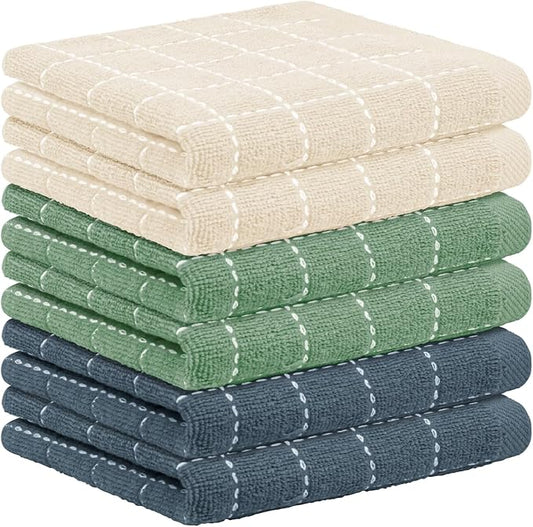 Nialnant 6 Pack Terry Kitchen Towels, Dish Cloths for Washing Dishes, 100% Cotton Reusable Cleaning Rag,Ultra Soft Absorbent, Quick Drying Dish Towels for Kitchen,12x12 Inches