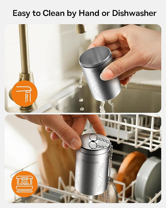 House Again Tea Strainers for Loose Tea, Extra Fine Mesh Tea Infuser, Updated Slim Threaded Lid & 304 Stainless Steel, Tea Ball Filter Bags Diffusers, Loose Leaf Tea Steeper for Brew Spices