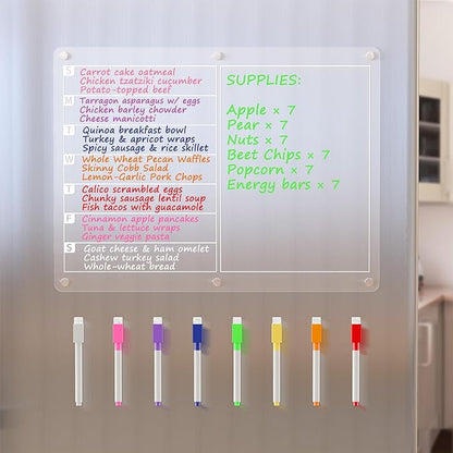 Neatsure Acrylic Magnetic Dry Erase Board for Fridge, Clear Whiteboard for Refrigerator, Notepad Memo to Do/Grocery List White Board, w/ 8 Colors Markers, 15 x 11