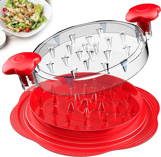 SURETIVIAN Chicken Shredder Tool Twist Large Chicken Breast Shredder with Brush&Fork, Visible Meat Shredder Machine, Anti-Slip Strip, Ergonomic Handle, BPA Free, Suitable for Pork Beef Chicken(Red)