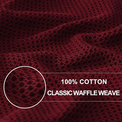 Homaxy 100% Cotton Waffle Weave Kitchen Dish Cloths, Ultra Soft Absorbent Quick Drying Dish Towels, 12 x 12 Inches, 18-Pack, Burgundy