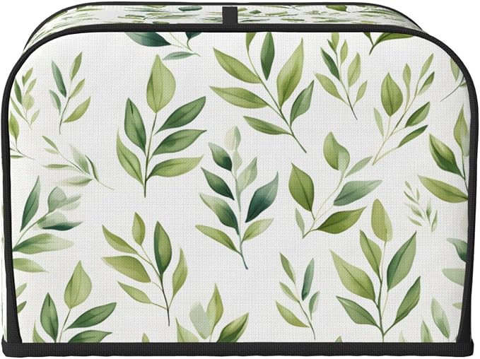 Botanical Leaves Pattern 4 Slice Toaster Cover Wide Slot Dustproof Bread Maker Cover Fingerprint Bakeware Protection Kitchen Appliance Toaster Bag