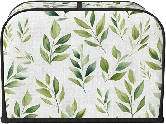 Botanical Leaves Pattern 4 Slice Toaster Cover Wide Slot Dustproof Bread Maker Cover Fingerprint Bakeware Protection Kitchen Appliance Toaster Bag