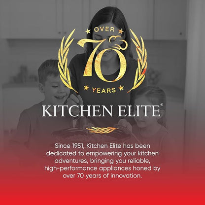 Kitchen Elite 6 Quart Slow Cooker for Large Families, Stainless Steel Crock Pot with 3 Heat Settings, Dishwasher-Safe Ceramic Pot & Tempered Glass Lid