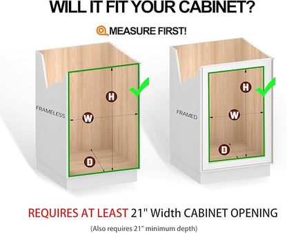 JOWBOOW Pull Out Cabinet Organizer (20.7" W x 21" D), Put Out Shelves for Kitchen Cabinets, Roll Out Drawers Heavy-Duty Metal Sliding Shelf, Bottom Mount