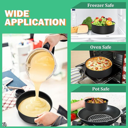 P&P CHEF 6 Inch Cake Pan, Nonstick Round Baking Layer Cake Pans Tins Set for Birthday Wedding, 2.94-Inch Deep Side & One-piece Design, Stainless Steel Core & Easy Clean, Black 3Pcs