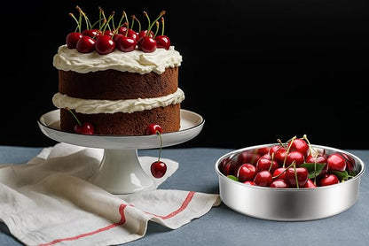 Leonyo 9½ Inch Round Cake Pans 4 Pack, Stainless Steel Layer Cake Pans 9½Inch Round Tins Set for Baking, Metal Circle Tin for Birthday Wedding Party, Dishwasher Oven Safe