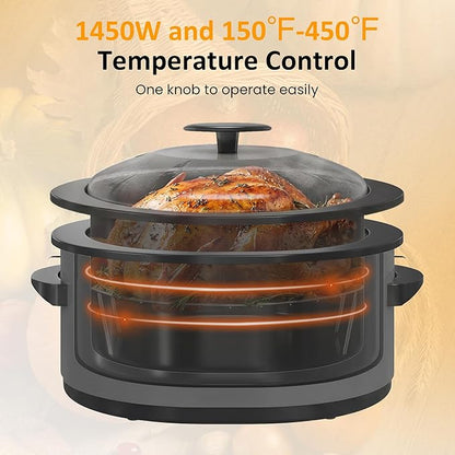 Sunvivi Electric Roaster Oven for Small Families, 8QT Portable Roaster with Self-Basting Lid Defrost & Keep Warm, Adjustable Temp 150°F-450°F for Baking, Slow Cooking, Buffet Serving & RV Camping