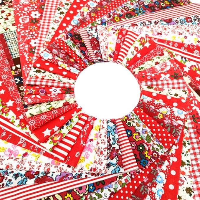80 Pcs Jelly Roll Fabric Strips for Quilting Sewing 2.6 Inch Precut Cotton Floral Fabric Strips Bundles DIY Sewing Supplies Red