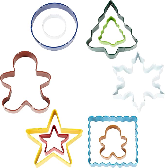 Wilton Christmas Cookie Baking Set, 12-Piece Kit with Non-Stick Cookie Sheet, Cooling Rack & Holiday Cookie Cutters for Baking Fun