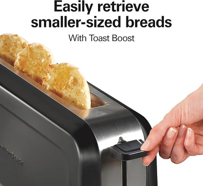 Hamilton Beach Extra Wide Long Slot 2 Slice Toaster, Browning Control With 7 Shades, Bagel Function, Cancel Button & Auto Shutoff, Modern Slim Design Fits Any Space, Black (22989)