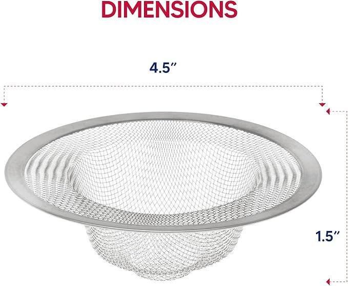 HIC Kitchen Mesh Sink Strainer, 18/8 Stainless Steel, 4.5-Inches