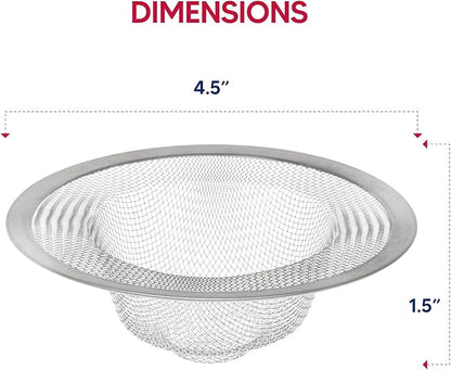 HIC Kitchen Mesh Sink Strainer, 18/8 Stainless Steel, 4.5-Inches
