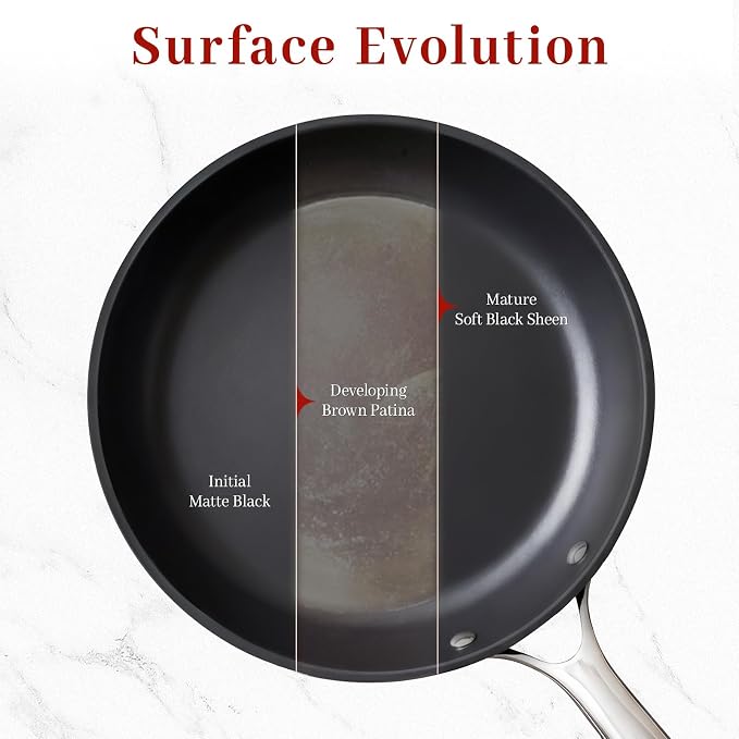 Carbon Steel Frying Pan 12" - Pre-Seasoned Carbon Steel Skillet, Lightweight, Natural Non-Stick, Induction Compatible