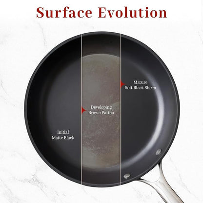 Carbon Steel Frying Pan 12" - Pre-Seasoned Carbon Steel Skillet, Lightweight, Natural Non-Stick, Induction Compatible