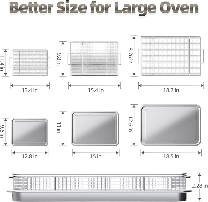 Air Fry Basket for Oven, 25% Thicker, OPENICE 3 Set Oven Air Fryer Basket and Tray with Magnetic Cheat Sheet, Crisper Tray and Pan for Oven with Air Fry Option