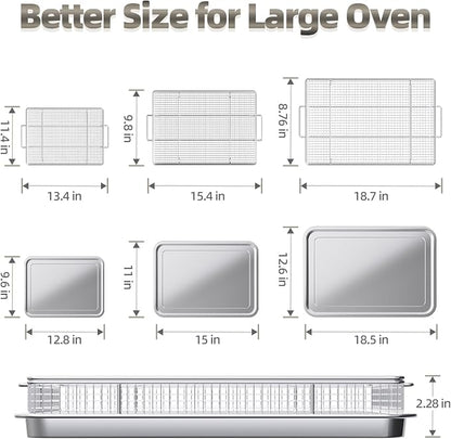 Air Fry Basket for Oven, 25% Thicker, OPENICE 3 Set Oven Air Fryer Basket and Tray with Magnetic Cheat Sheet, Crisper Tray and Pan for Oven with Air Fry Option