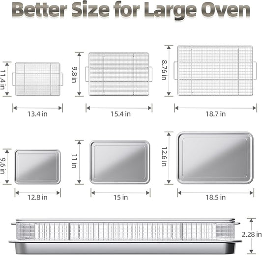 Air Fry Basket for Oven, 25% Thicker, OPENICE 3 Set Oven Air Fryer Basket and Tray with Magnetic Cheat Sheet, Crisper Tray and Pan for Oven with Air Fry Option