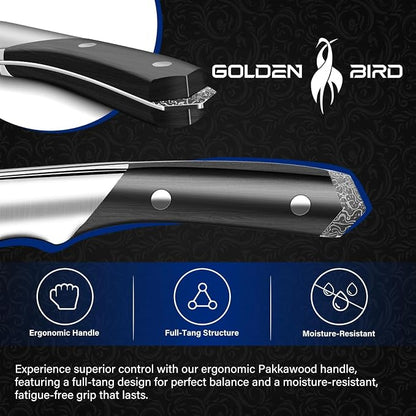 Golden Bird Butcher Breaking Knife for Meat Cutting, 8 Inch Damascus Boning Knife, VG10 Brisket Trimming Knives, Flexible Fillet Knives, Japanese Slicing Knives with Wood Handle,Gifts for Men