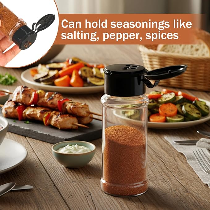 6 Pack 3 Oz Spice Jars with Shaker Lids, Plastic Clear Seasoning Containers Round Empty Spice Bottles Seasoning Bottles for Storing Spice, Peppers, and Salt