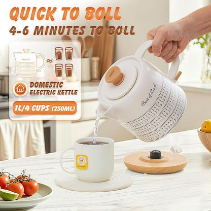 Ceramic Electric Kettle 1 Quarts, Hot Water Boiler Electric Kettles, Tea Pot with LED Light, Boil Dry Protection, Short Spout 1000W Fast Boil, Automatic Shut-off