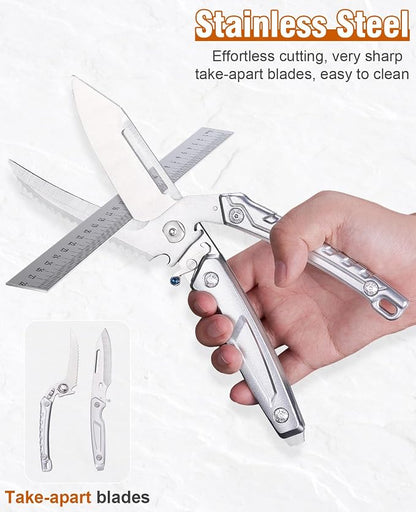 Naitesen 2PCS Brisket Carving Knife and All Purpose Kitchen Shears Set, Grilling Knives Heavy Duty Poultry Scissors, Butcher Slicing Knife for Vegetable Meat Beef Turkey Cutting, Gifts for Men Women