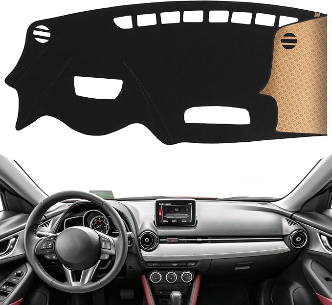 Dash Cover, Anti-Glare, Sun Protection, Dustproof, UV-Proof, Dashboard Covers, Interior Car Accessorie Fit for 2016-2022 Ma-zda CX-3 (Fits Vehicle with HUD Models), Black