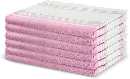 Urban Villa Easter Kitchen Towels 100% Cotton Dish Towels for Kitchen (Set of 6)20”x30” Dish Cloths Highly Absorbent Kitchen Linen Set with Hanging Loop Perfect for Drying Dishes Cleaning Towels-Pink
