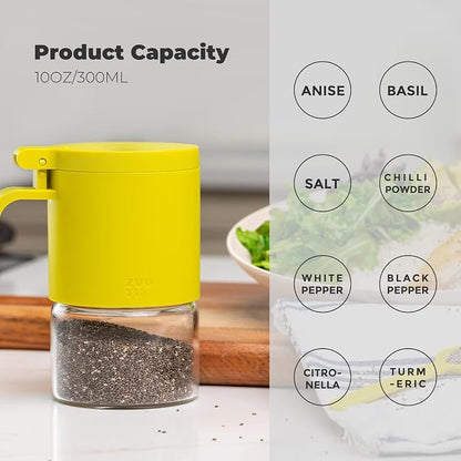 Zuutii Glass Spice Jars Moisture-Proof Spice Containers with Spoons, 10oz Spice Bottles, Mini Seasoning Storage Jars with Flapper Caps for Salt, Sugar, Peppers, Chili in Kitchen