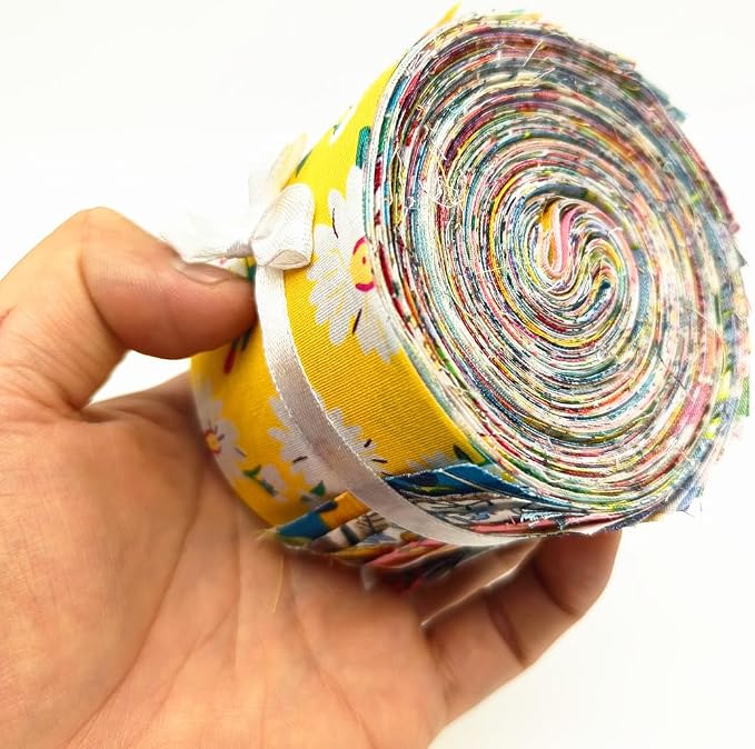 7 pcs 20" x 20" Cotton Fabric DIY Making Supplies Quilting Patchwork Fabric Fat Quarter Bundles DIY for Quilting Cotton Patchwork Cushions (Flowers, 2.4" x19")
