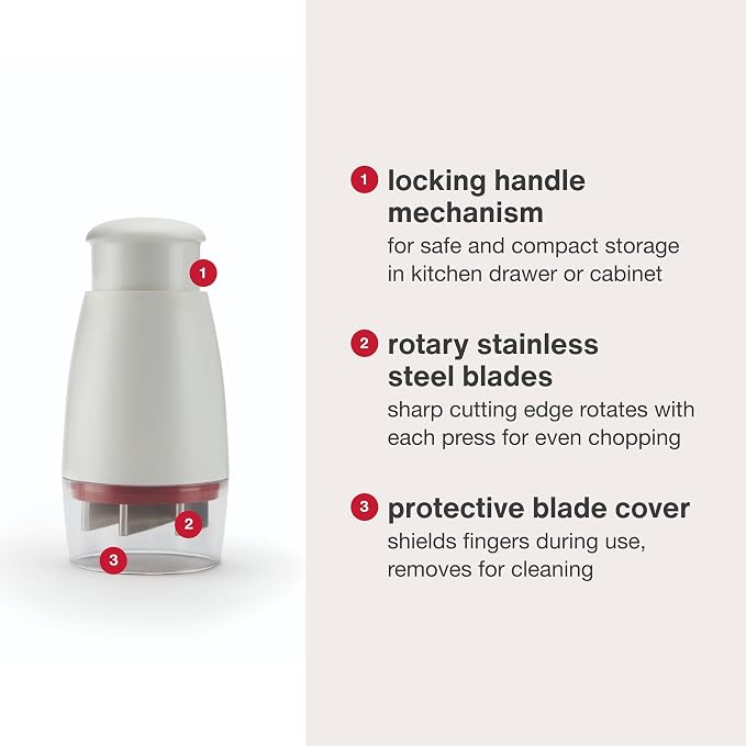 Zyliss Zick Zick Classic Food Chopper - Manual Food Chopper - Onion, Tomato & Vegetable Cutter - Stainless Steel & Dishwasher Safe Food Dicer - White, 9"- Zick Zick 2.0