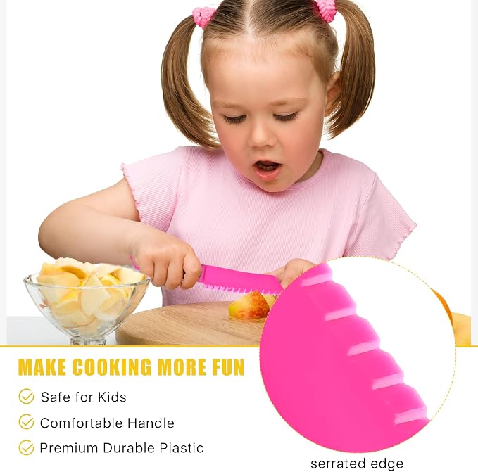 20 Pcs Kids Knife Set with Cutting Board, Plastic Child Safe Knives for Real Cooking Serrated Edges Toddler Knife Children Chopping Board, Kid Cutting Utensils for Fruit, Bread, Lettuce