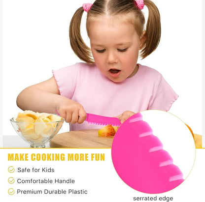 20 Pcs Kids Knife Set with Cutting Board, Plastic Child Safe Knives for Real Cooking Serrated Edges Toddler Knife Children Chopping Board, Kid Cutting Utensils for Fruit, Bread, Lettuce