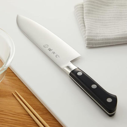 Fujitora Santoku, 6.7 inches (170 mm), Made in Japan, Cobalt Alloy Steel, Double Edged, Versatile Knife, For Meat, Fish, Vegetables, DP Cobalt Alloy Steel Insert, With Ferrule FU-503