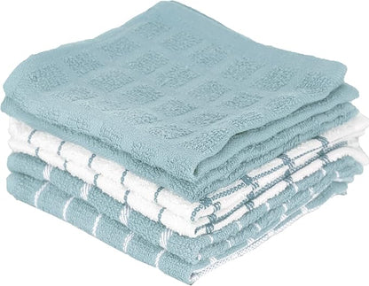 Ritz Premium 3-Pack Kitchen Towel & 6-Pack Dish Cloth Set - Highly Absorbent, Super Soft, Long-Lasting, 100% Cotton Terry Drying Cleaning Cloths, Dew
