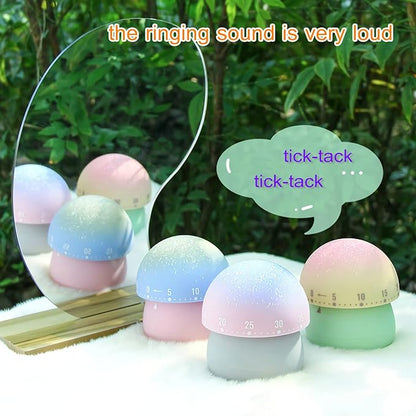 Mechanical Kitchen Timer, Cute Mushroom Timer for Kids, Wind Up 60 Minutes Manual Countdown Timer for Classroom, Home, Study and Cooking (Pink Base)