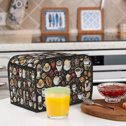 Coffee Toaster Cover 4 Slice Wide Slot Washable Toaster Covers | Fruit Lemon Dust and Fingerprint Protection Bread Maker Covers for Kitchen Accessories Decor Bakeware Women Gift