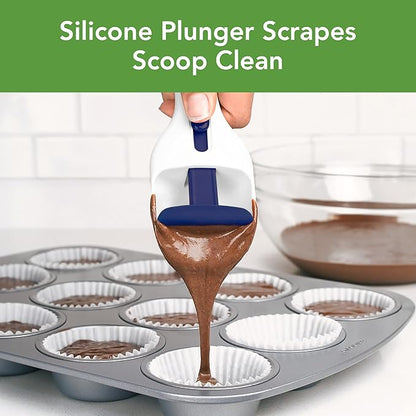 Tovolo Cupcake Scoop Batter Dispenser for Cupcakes Muffins Pancakes & Cookie Dough, Easy to Clean Batter Scoop Slide Dispenses Quicker for Even Size Baked Goods Kitchen Gadget, Deep Indigo