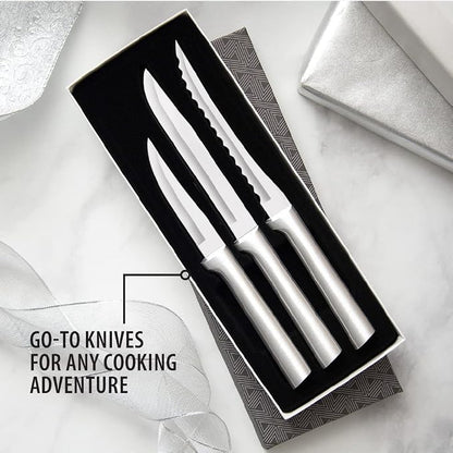 Rada Cutlery Cooking Essentials Gift Set (S49), 3-Piece Knife Set, Stainless Steel Blades, Silver Handle