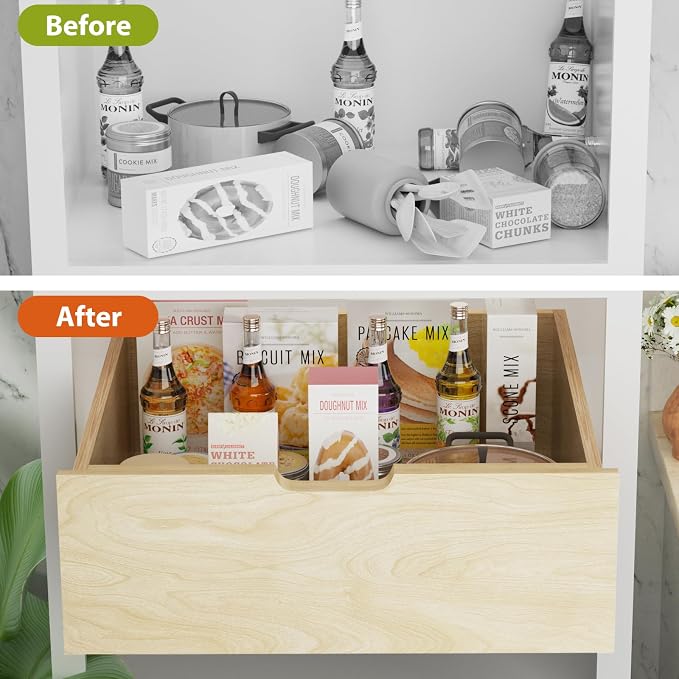 LOVMOR Pull Out Cabinet Organizer, Pull Out Drawers for Cabinets, Slide Out Wood Drawer, 8" High Pull Out Shelf for Kitchen Cabinet Pantry, 22½" W×21" D
