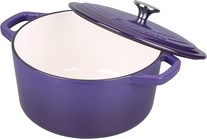 VORRINGARD Enameled Cast Iron Dutch Oven Pot with Lid, for Bread Baking, Round Bread Oven- include Sourdough Bread Baking Supplies Set, 6QT, Purple