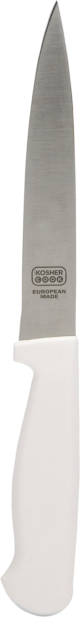 The Kosher Cook White Kitchen Knife – 6” Steak and Vegetable Knife - Razor Sharp Pointed Tip, Straight Edge - Color Coded Kitchen Tools