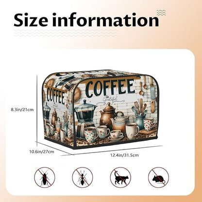 Toaster Cover 4 Slice Wide Slot Coffee KitchenBread Toaster Oven Dustproof Cover Small Appliance Kitchen Covers Dust and Fingerprint Protection for Women Gift 4 Slice