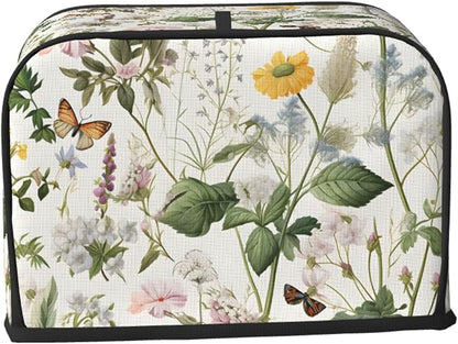 Floral Tropical Leaves 2 Slice Toaster Cover, Dustproof, Waterproof, Polyester, Kitchen Appliance Cover, Toaster Bag