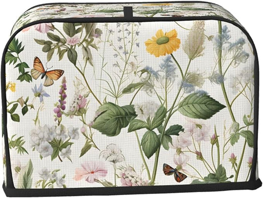 Floral Tropical Leaves 2 Slice Toaster Cover, Dustproof, Waterproof, Polyester, Kitchen Appliance Cover, Toaster Bag