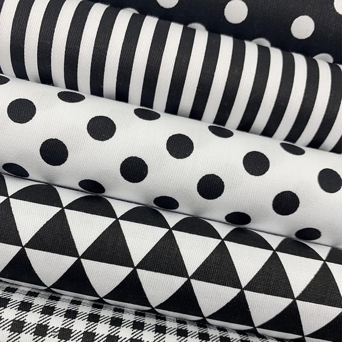 aufodata 8 Pieces 19.6" x 19.6" (50cm x 50cm) Cotton Fabric Squares Quilting Patchwork Floral Pattern Precut Fabric for DIY Quilting Sewing Crafting Artcraft (Black)