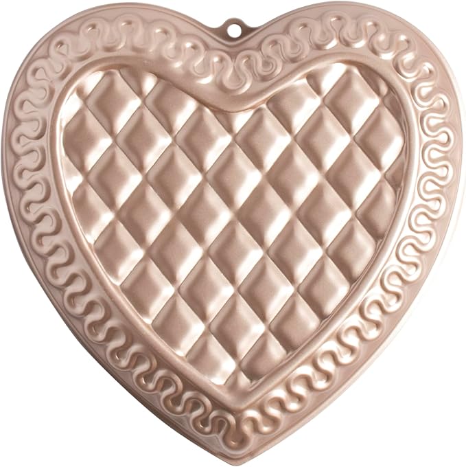 Nordic Ware Formed Quilted Heart Pan, 9 Cup, Golden Hour