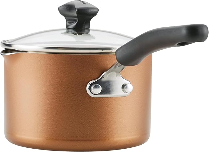 Farberware Cookstart Aluminum DiamondMax Nonstick Cookware Set, Kitchen Essentials, 15-Piece, Copper