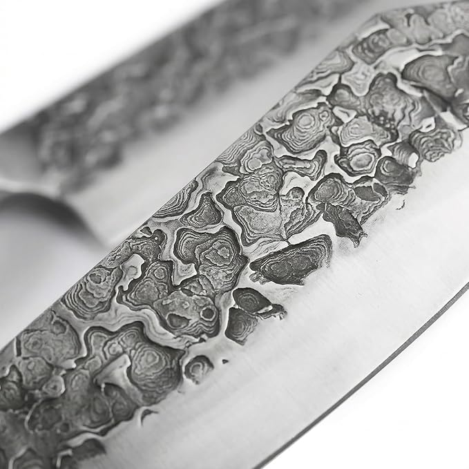 KOFERY Hand Forged Damascus Steel Butcher Knife Set with Knife Roll for Meat Cutting, Grilling & Smoking Meat, Essential BBQ Kit for Outdoor Camping, Pit Master Gifts for Men with White Handles