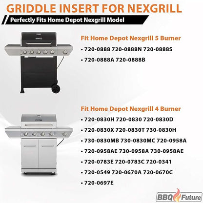 Full Size Griddle Insert with Spatula Set for Home Depot Nexgrill 5 Burner 720-0888 720-0888N, Flat Top Plate Replacement Parts for Nexgrill 4 Burner 720-0830 720-0830H Gas Grill Models, Carbon Steel